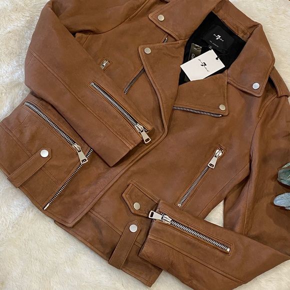 Sold New 7 For All Mankind Genuine Leather Jacket - Picture 3 of 7